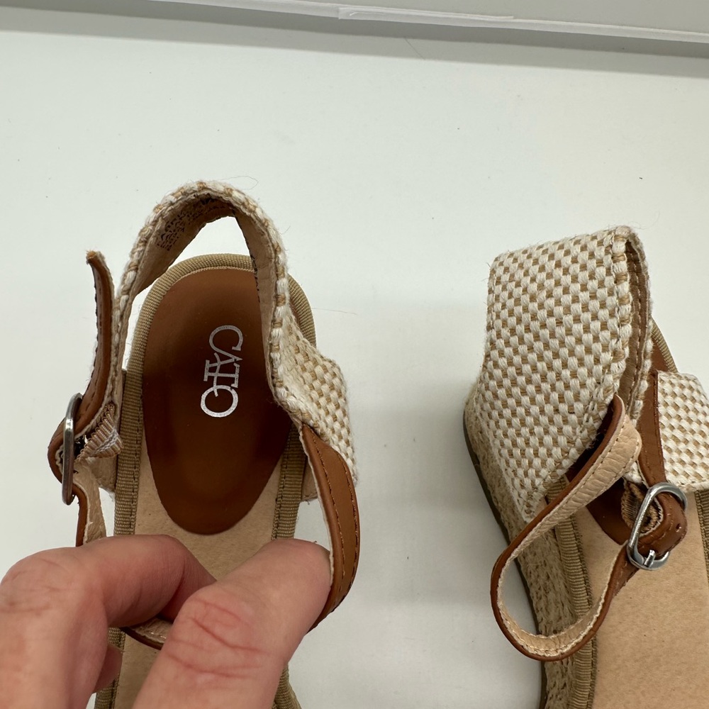 EUC Womens Cato Tan Wedges Shoes Corded 7 - Picture 2 of 5